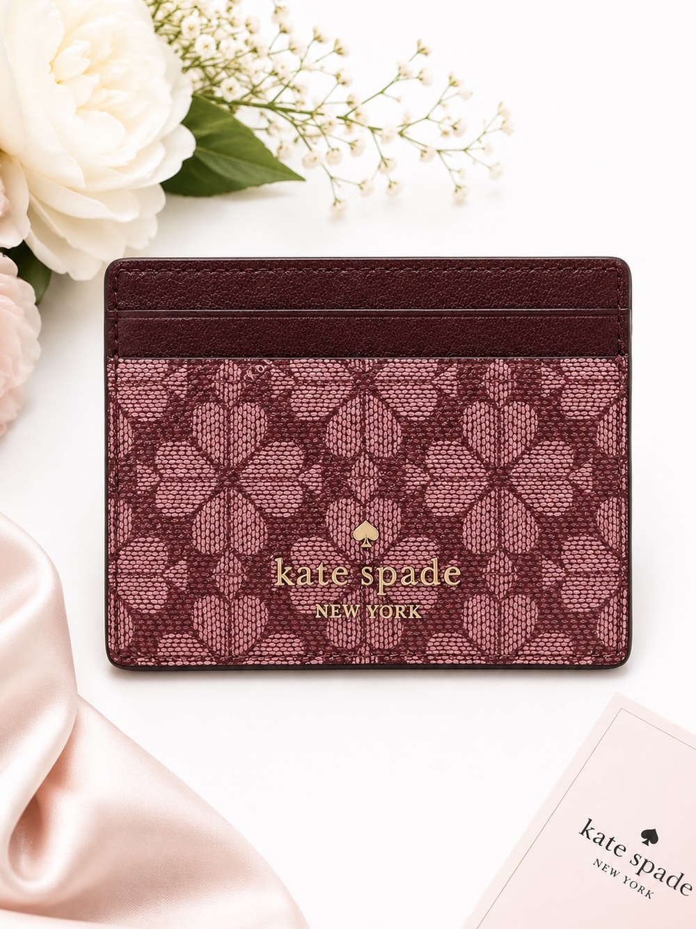 Kate Spade Spade Flower Slim Card Holder Grenache KI371 NWT